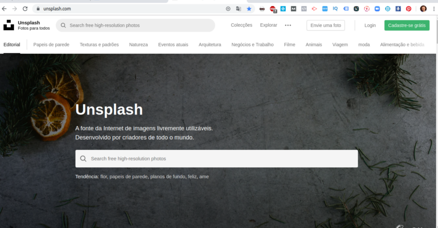 Unsplash banco de imagens gratuito